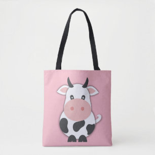 Tote Bag Vache de dessin avec cornes