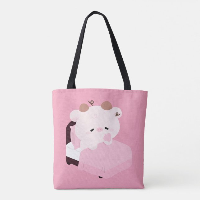 Tote Bag Vache fatiguée mignonne (Dos)