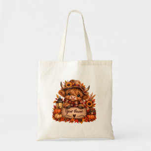 Tote Bag Vache Highland Personnalisée Farmhouse d'Automne