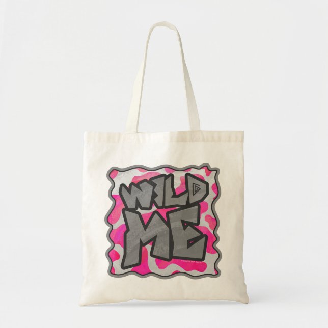 Tote Bag Vache Imprimé Rose Chaud et Blanc (Devant)