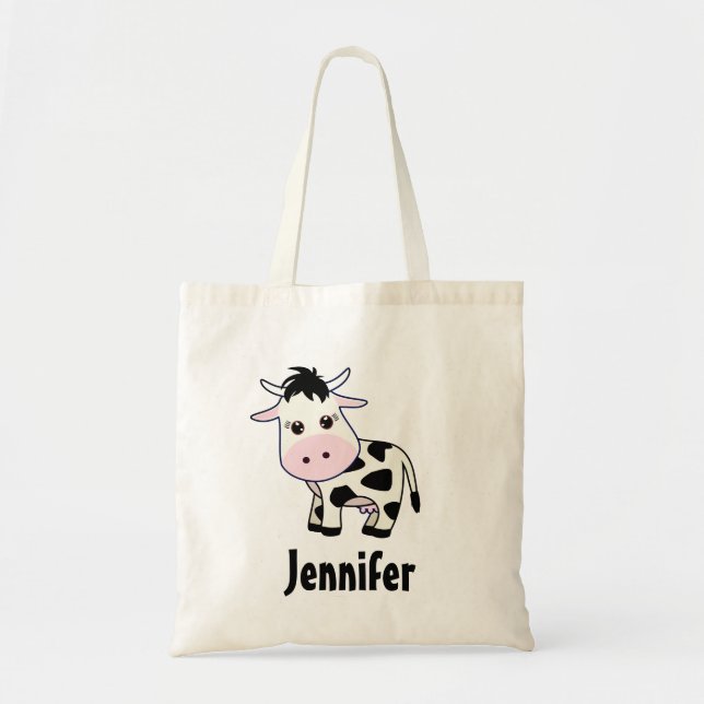 Tote Bag Vache Kawaii (mignonne) (Devant)