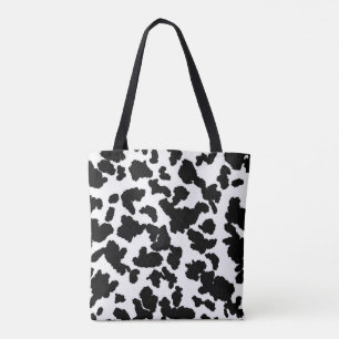 Tote Bag Vache Noire Et Blanche Cacher Motif De Fourrure