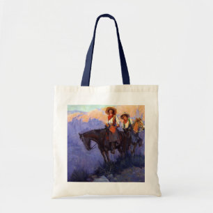 Tote Bag Vachers de Vintage, Homme et Femme sur des Chevaux