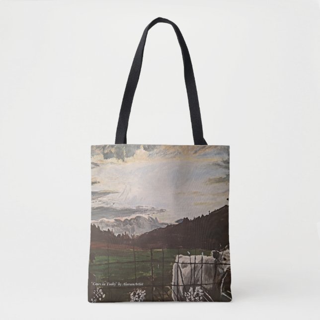Tote Bag "Vaches à Tooby" par AlarsenArtist (Devant)