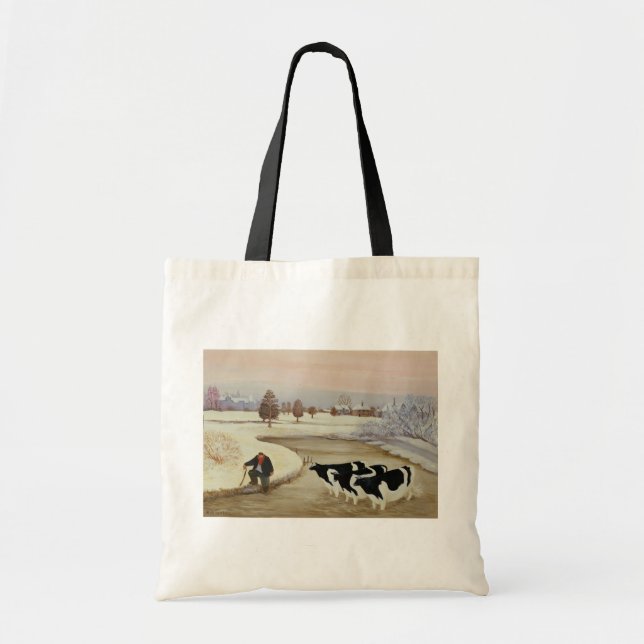Tote Bag Vaches en rivière d'hiver (Devant)
