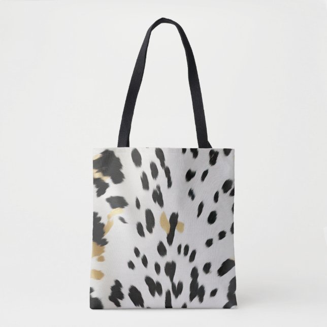 Tote Bag Vachette blanche noire (Devant)