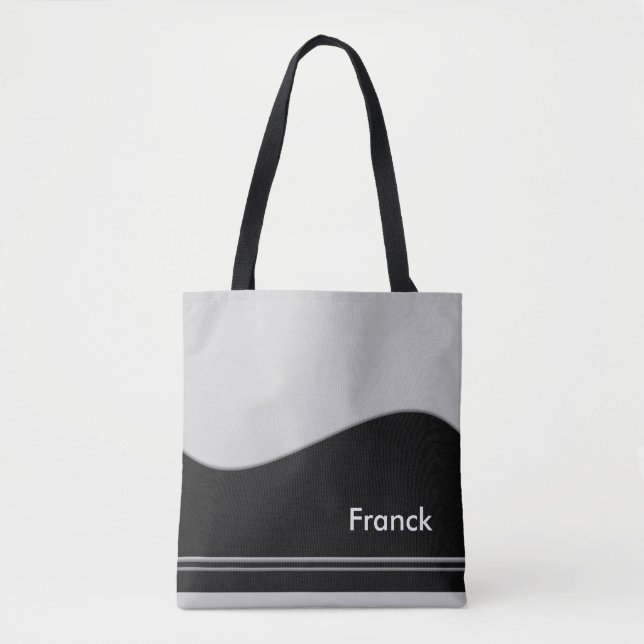 Tote Bag Vague Bordure noir + votre backgr. & idées (Devant)
