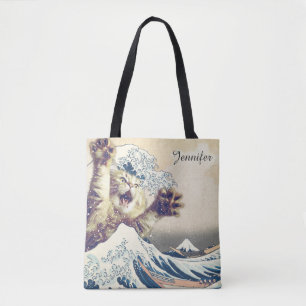 Tote Bag Vague de chats géants - La Grande Vague au large d