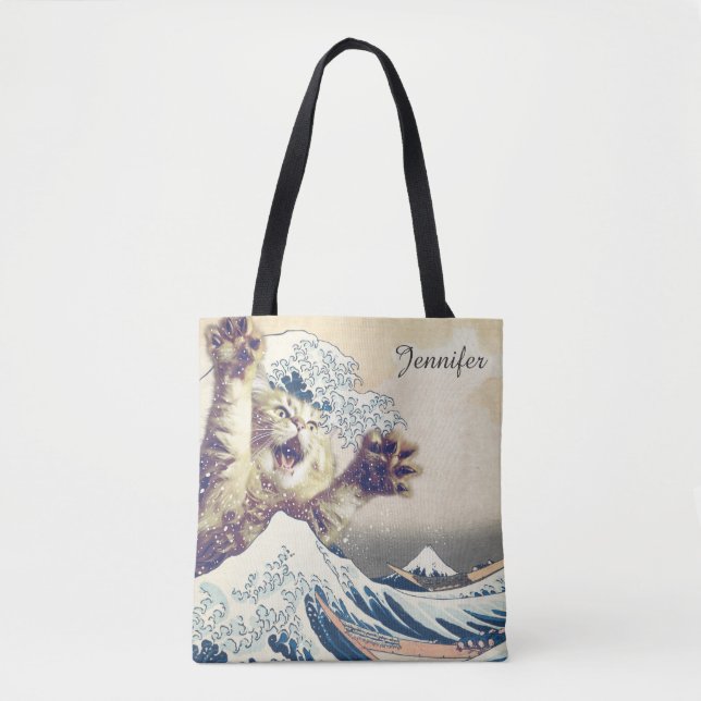 Tote Bag Vague de chats géants - La Grande Vague au large d (Devant)