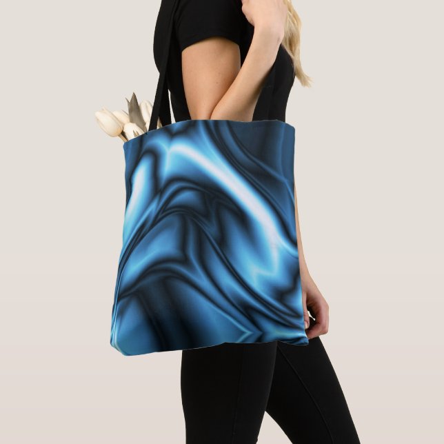 Tote Bag Vague de soie bleue (De près)