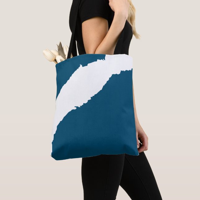Tote Bag Vague déchirée bleu océan (De près)