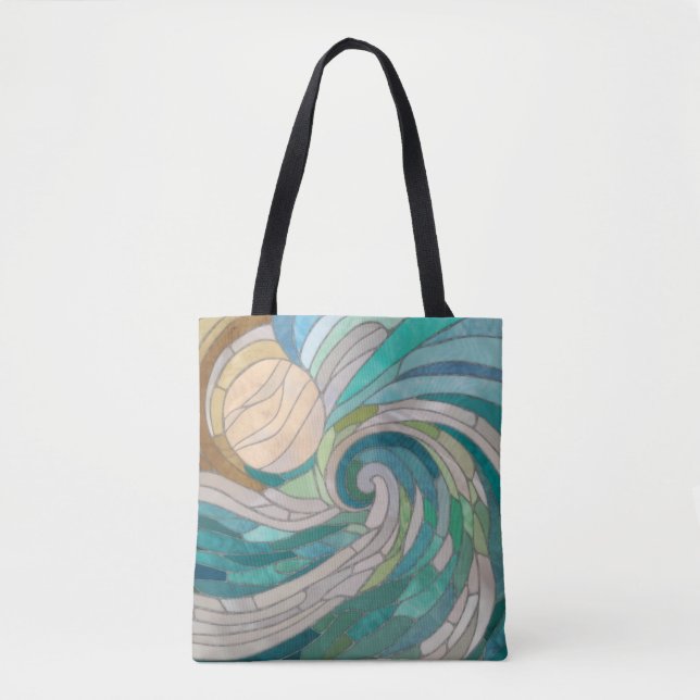 Tote Bag Vague et lune de mosaïque (Devant)