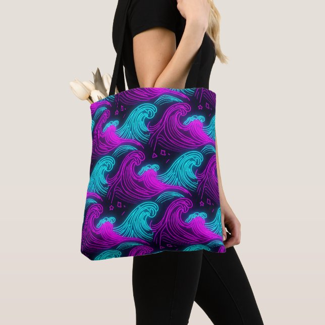 Tote Bag Vague Rétro Néon (De près)