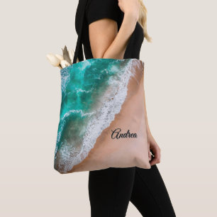 Tote Bag Vague sur Sandy Beach Personnel