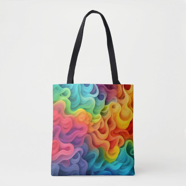 Tote Bag Vagues Abstraites arc-en-ciel (Devant)