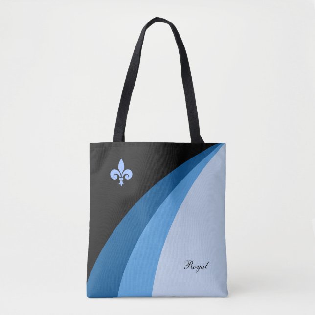 Tote Bag Vagues abstraites dans des tons bleus & fleur de l (Devant)