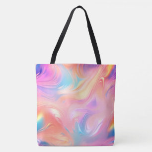 Tote Bag Vagues abstraites roses bleues jaunes néon branché
