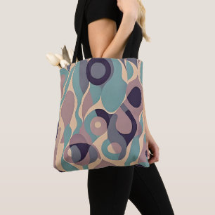 Tote Bag Vagues abstraites violettes et bleues atténuées