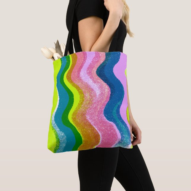 Tote Bag Vagues arc-en-ciel (De près)