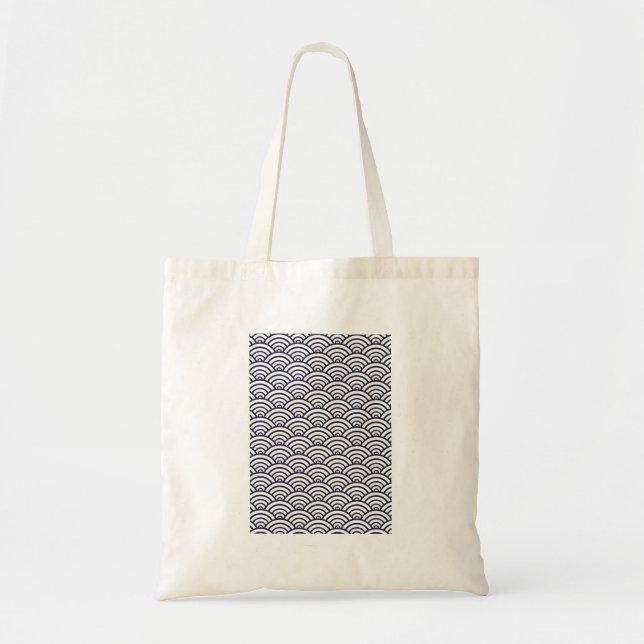 Tote Bag Vagues bleues japonaises Seigaiha Mer (Devant)