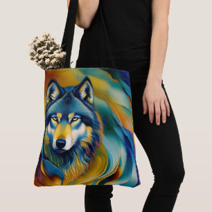 Tote Bag Vagues colorées de la montagne Wolf