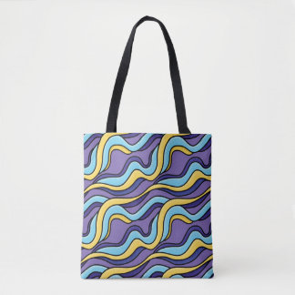 Tote Bag Vagues colorées Motif Funky Retro moderne Abstrait