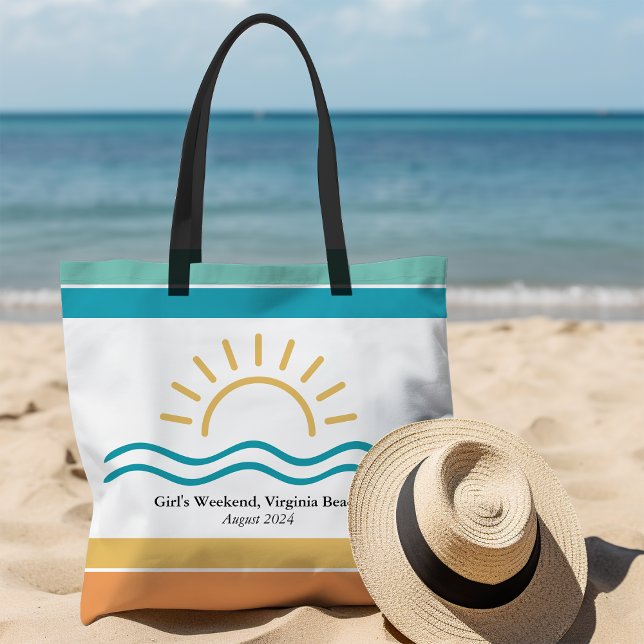 Tote Bag Vagues de l'océan personnalisées pour un week-end  (Créateur téléchargé)