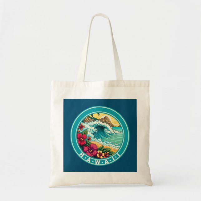 Tote Bag Vagues de plage d'Hawaii (Devant)