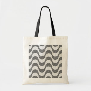 Tote Bag vagues noires et blanches en pavé portugais