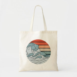 Tote Bag Vagues Océaniques Colorées Esthétiques Avec Beach 