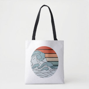 Tote Bag Vagues Océaniques Colorées Esthétiques Avec Beach