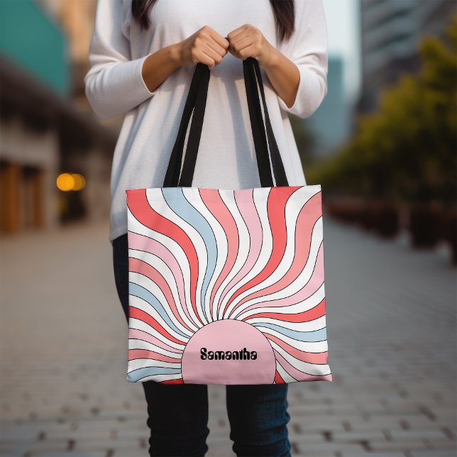 Tote Bag Vagues Rétro Groovy en Couleurs Pastel (Créateur téléchargé)