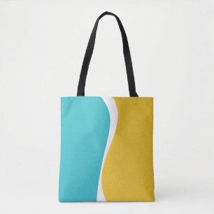 Tote Bag Vagues simples 2 en Turquoise, Jaune et Blanc