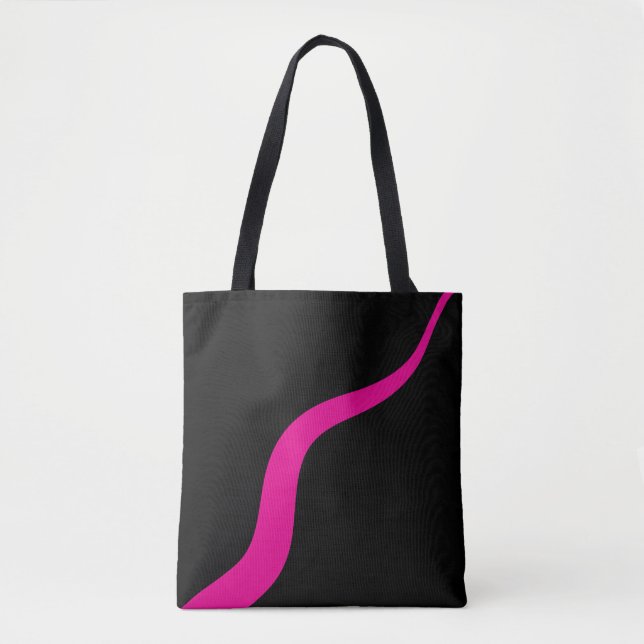 Tote Bag Vagues simples 3 en Magenta et noir (Devant)