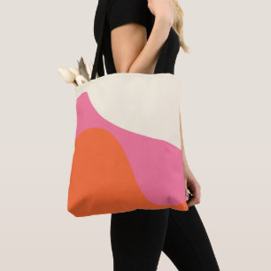 Tote Bag Vagues simples 4 en rose, orange et crème