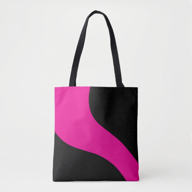 Tote Bag Vagues simples en Magenta et noir (Devant)