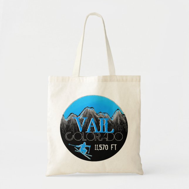 Tote Bag Vail Colorado ski mountain canvas reusable bag (Devant)