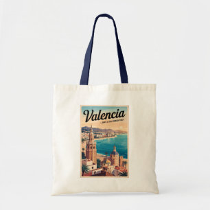 Tote Bag Valence Espagne Côte Illustration Voyage Art Retro