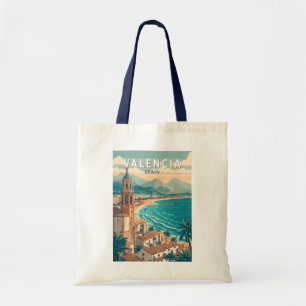 Tote Bag Valencia Espagne Illustration Voyage Art Vintage
