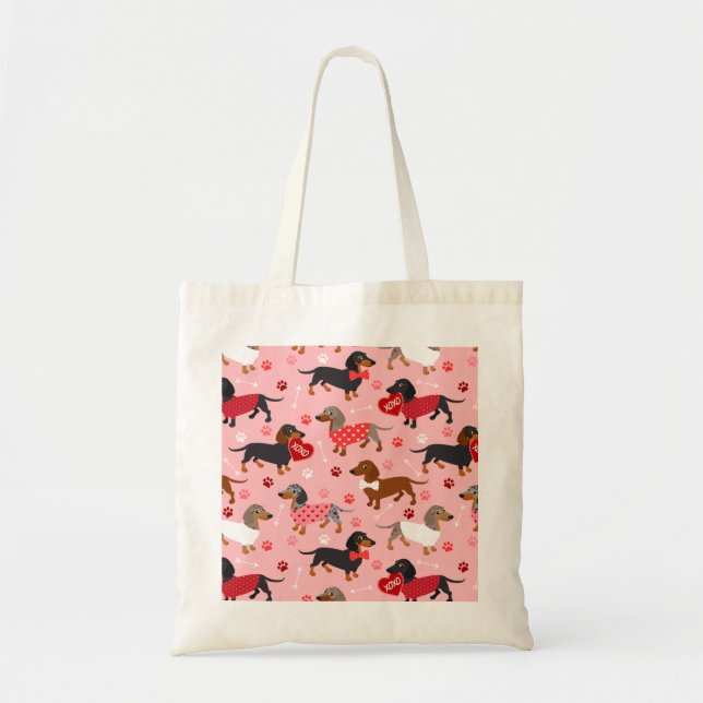 Tote Bag Valentine Dachshund (Devant)