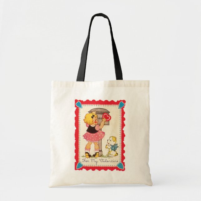 Tote Bag Valentine, fille, chiot (Devant)