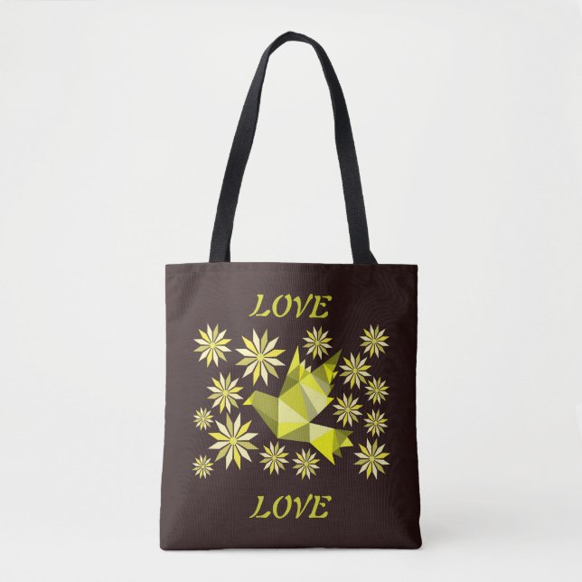 Tote Bag VALENTINE LOVE Fourre-tout avec oiseau créatif à f (Devant)