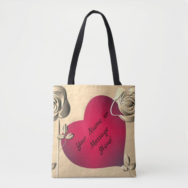 Tote Bag Valentine Roses & Coeur (Devant)
