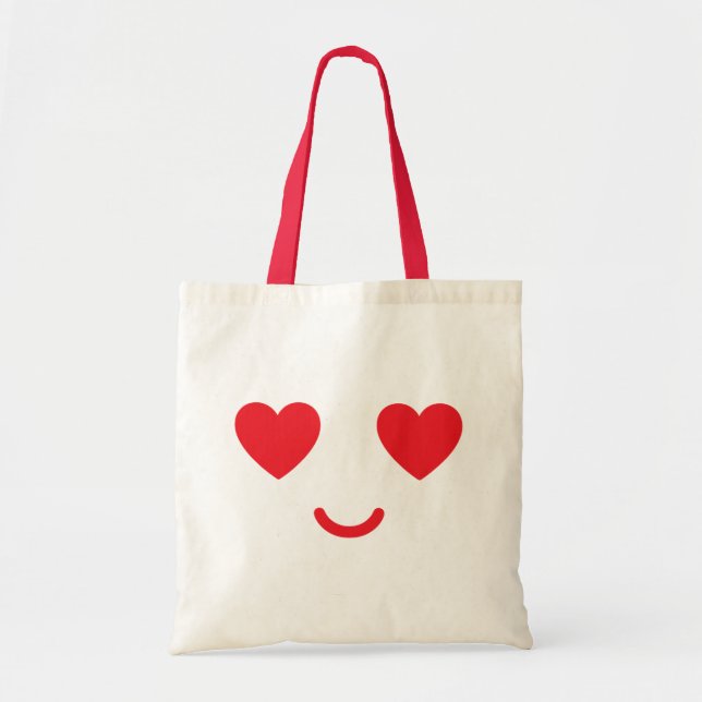 Tote Bag Valentine’s Day Heart Eyes Smile Cute Love Face  (Devant)