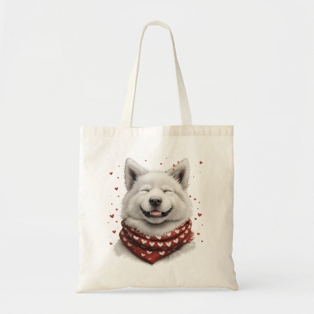 Tote Bag Valentines Day Samoyed Dog (Devant)