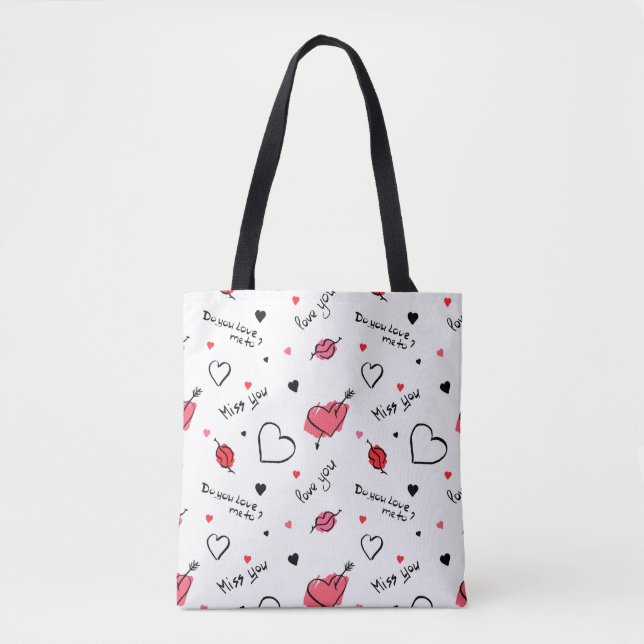 Tote Bag Valentine's Hearts Arrow sans couture (Devant)