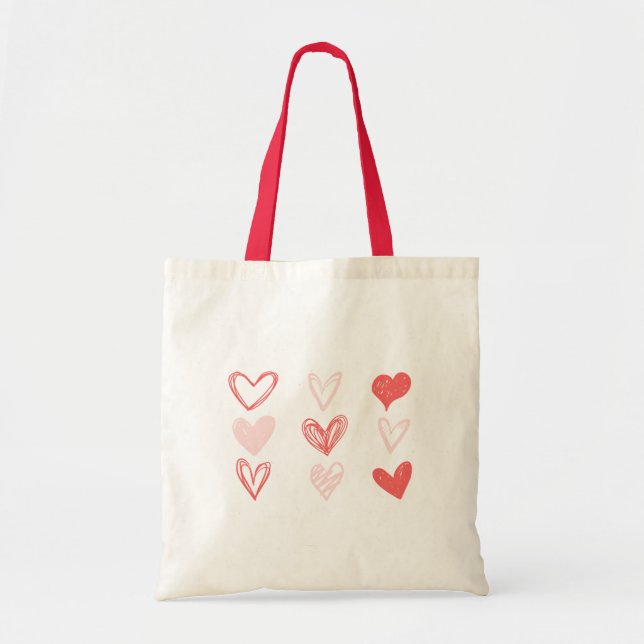 Tote Bag Valentine's Hearts Rose minimaliste moderne (Devant)