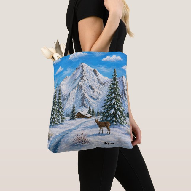 Tote Bag Vallée de la Montagne enneigée (De près)