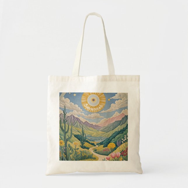 Tote Bag Vallée tranquille : Paysage pastel (Devant)