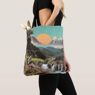 Tote Bag Vallée Tropicale Surréelle Avec Cascades